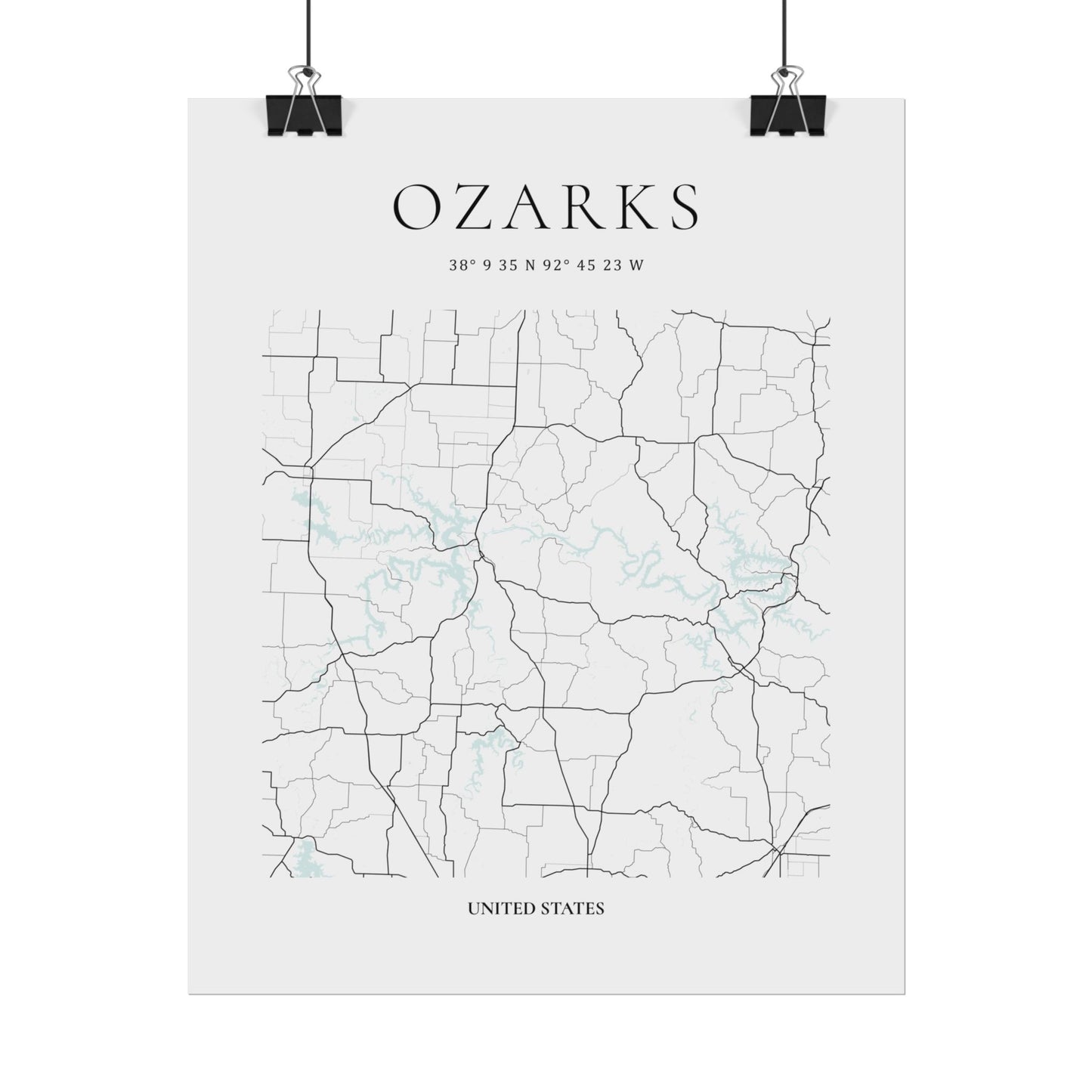 Lake of the Ozarks Map Print Glacial Line Series