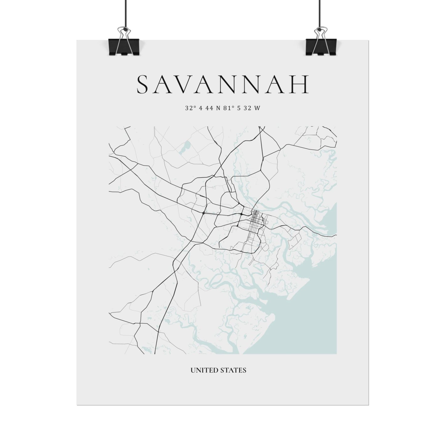 Savannah Map Print Glacial Line Series