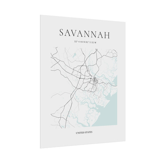 Savannah Map Print Glacial Line Series