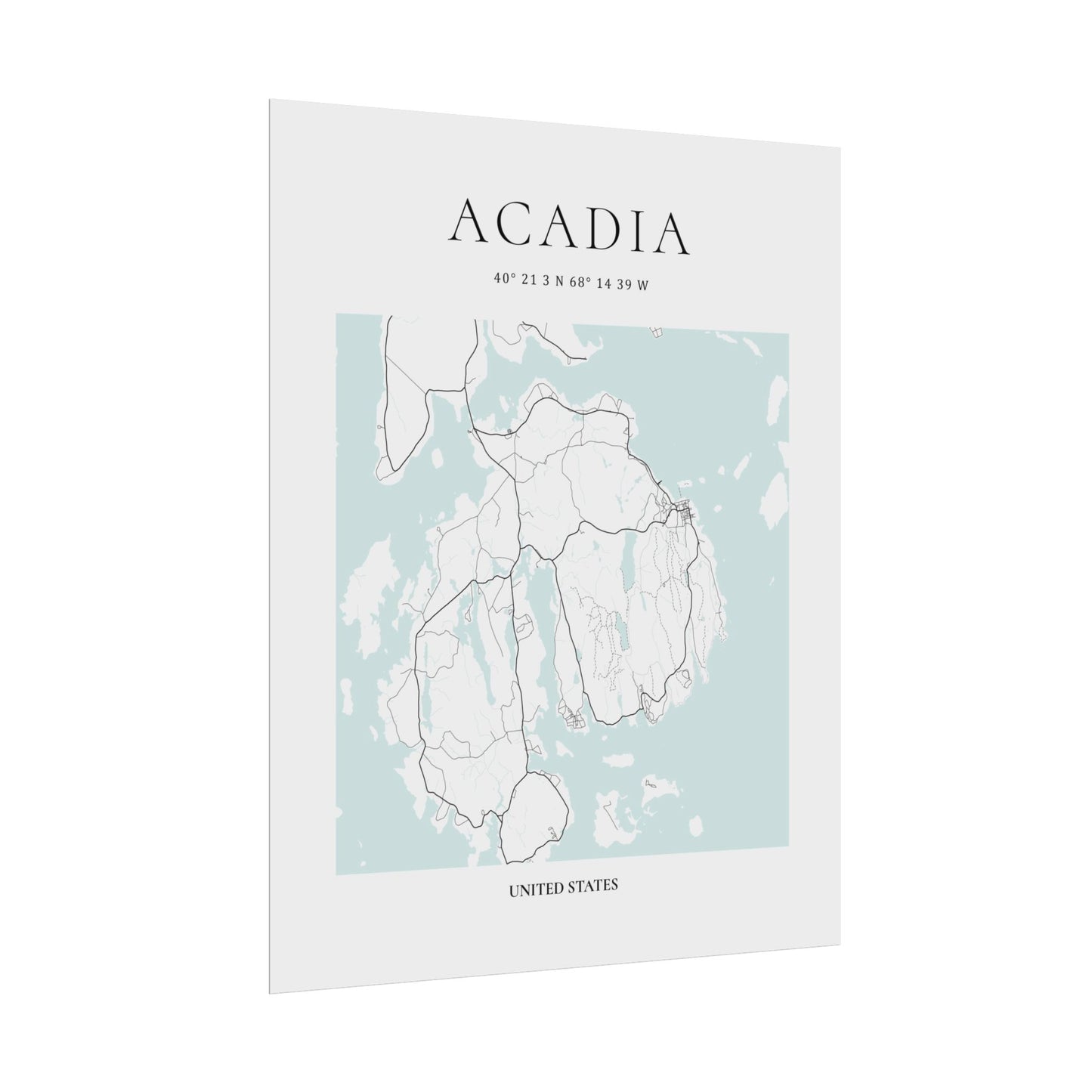 Acadia National Park Map Print Glacial Line Series