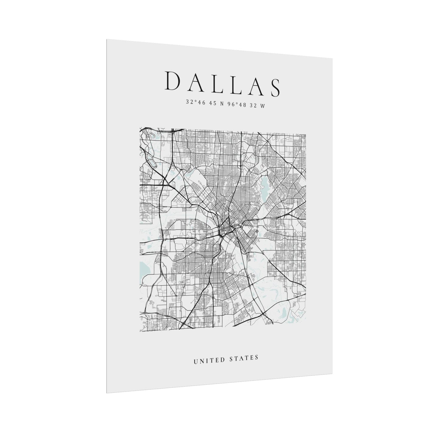 Dallas Map Print Glacial Line Series