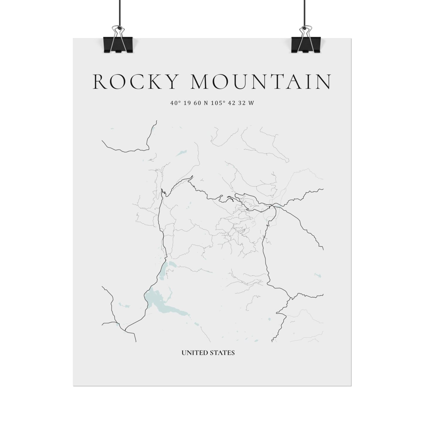 Rocky Mountain National Park Map Print Glacial Line Series