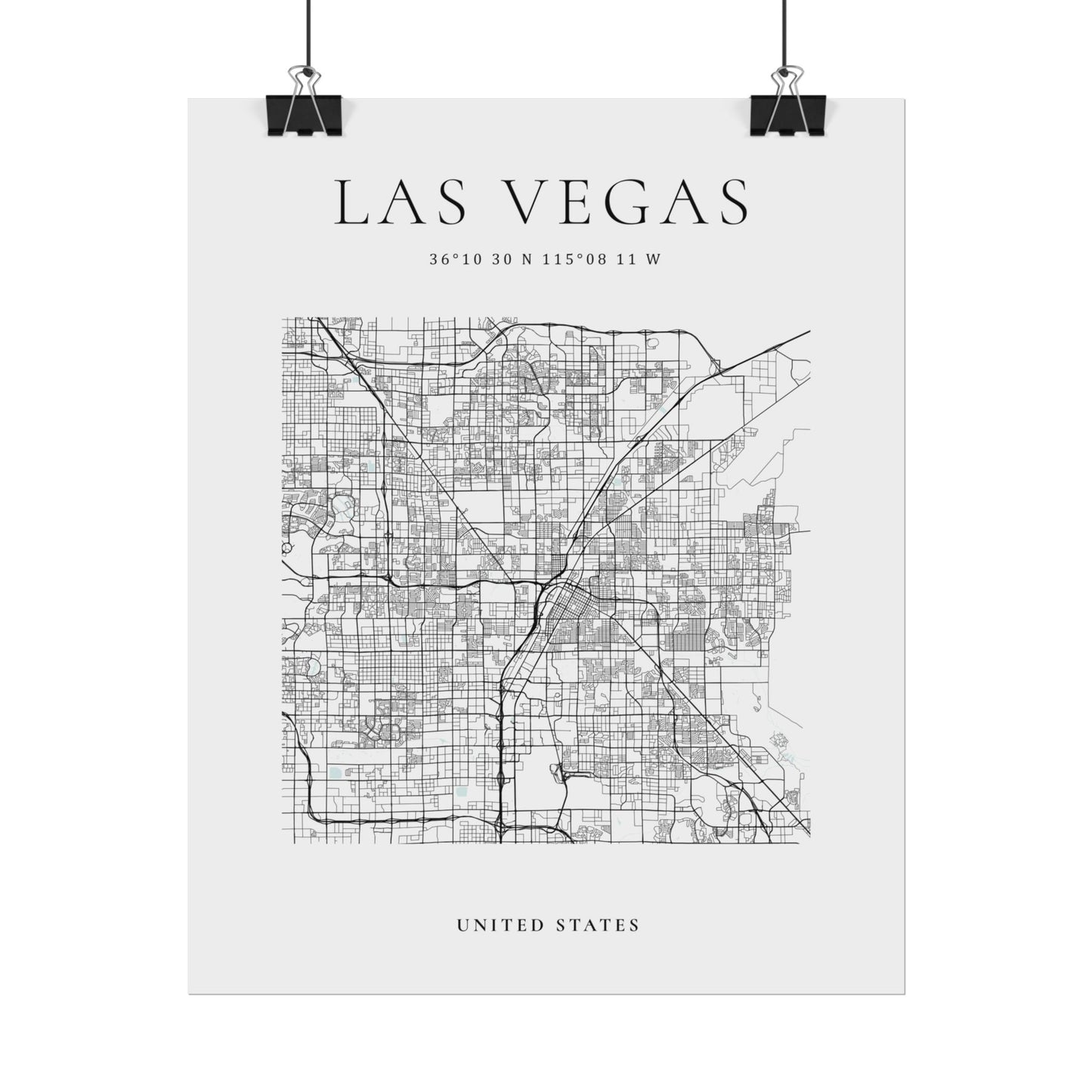 Las Vegas Map Print Glacial Line Series