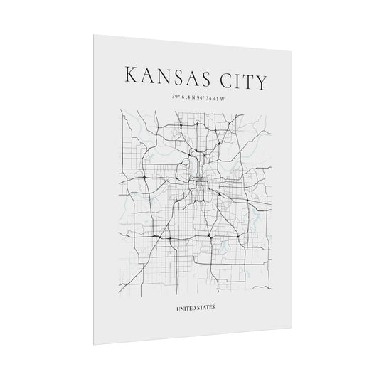 Kansas City Map Print Glacial Line Series