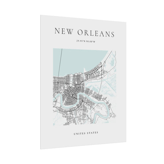 New Orleans Map Print Glacial Line Series