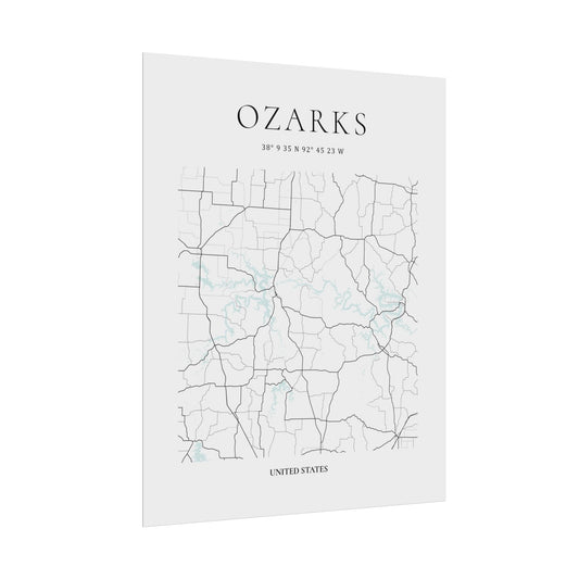 Lake of the Ozarks Map Print Glacial Line Series