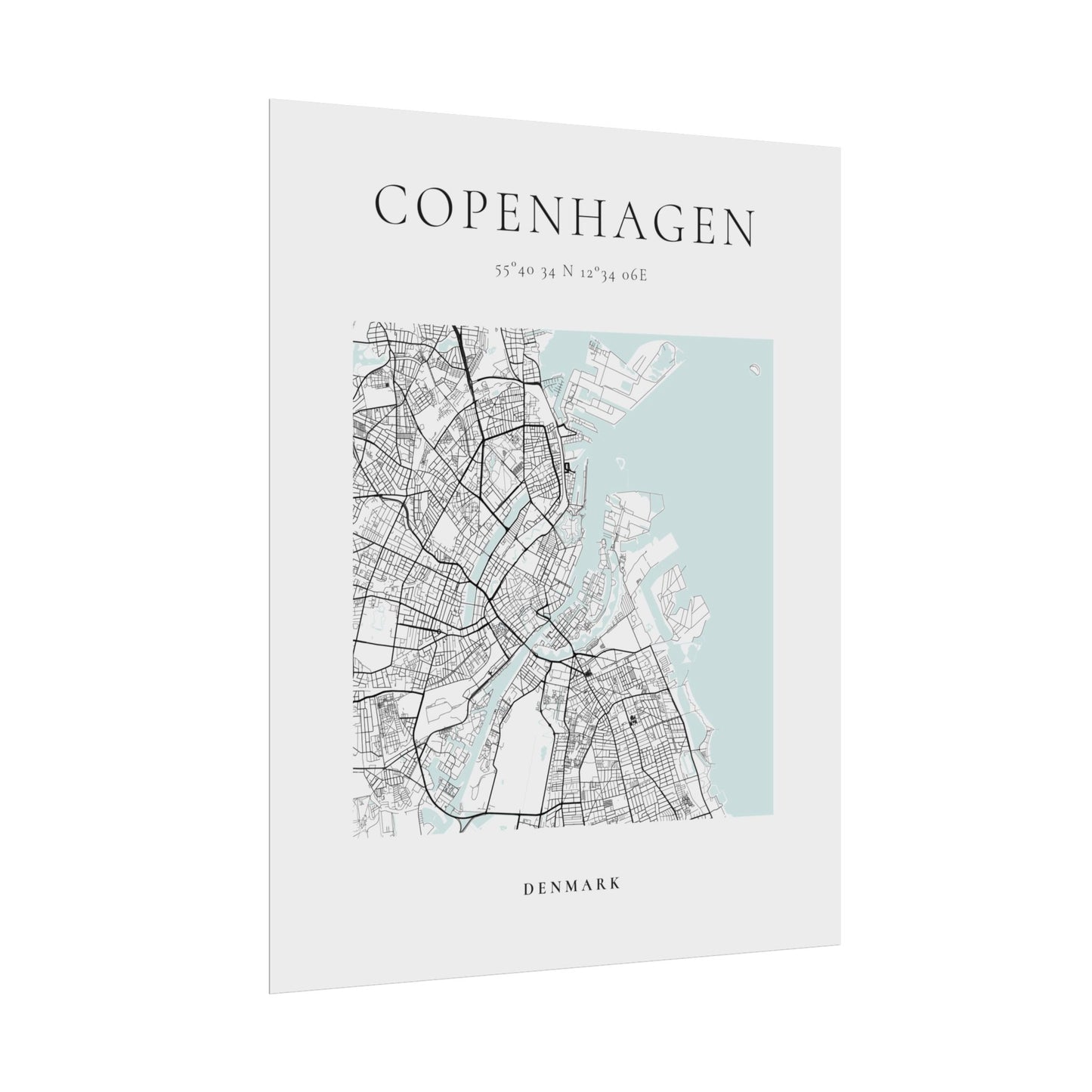 Copenhagen Map Print Glacial Line Series