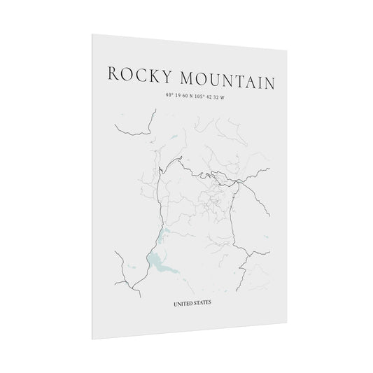 Rocky Mountain National Park Map Print Glacial Line Series