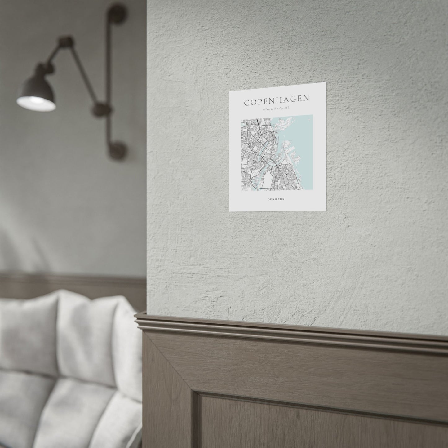 Copenhagen Map Print Glacial Line Series