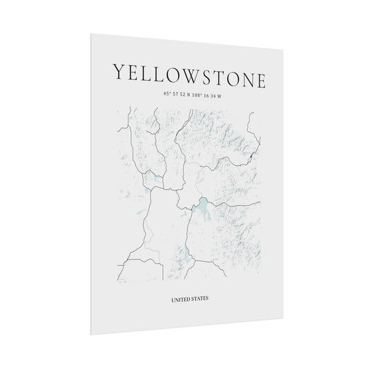 Yellowstone National Park Map Print Glacial Line Series