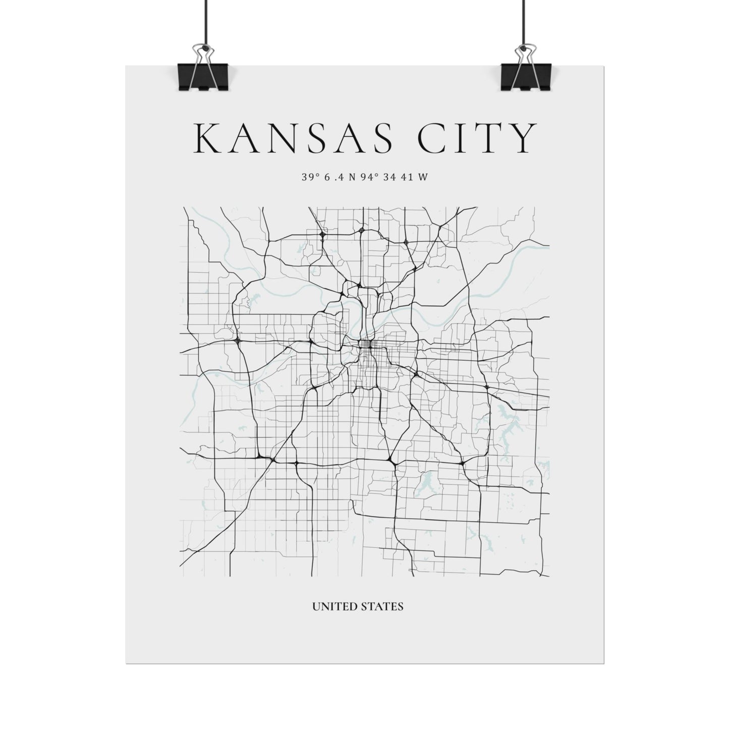 Kansas City Map Print Glacial Line Series