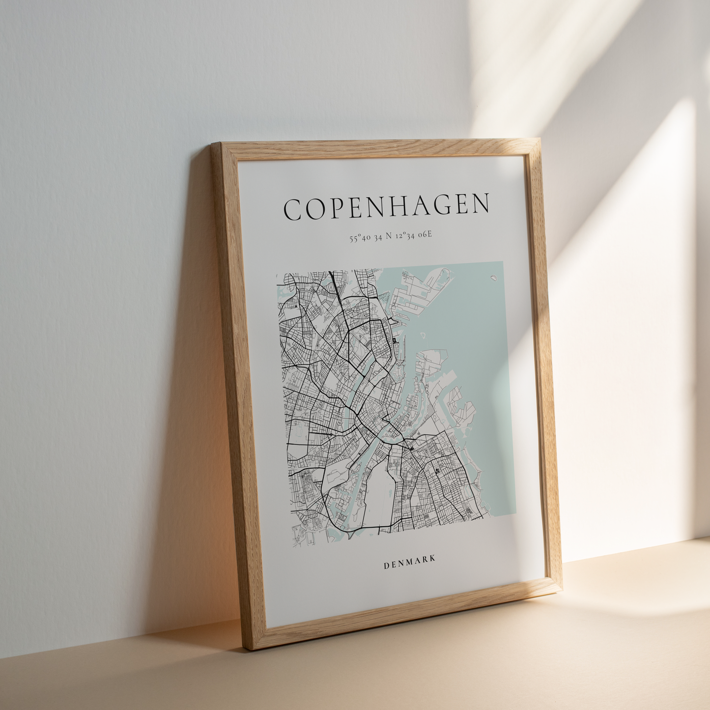 Home or office decor map of Copenhagen by Atlas and Ink.