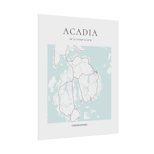 Acadia National Park Map Print Glacial Line Series