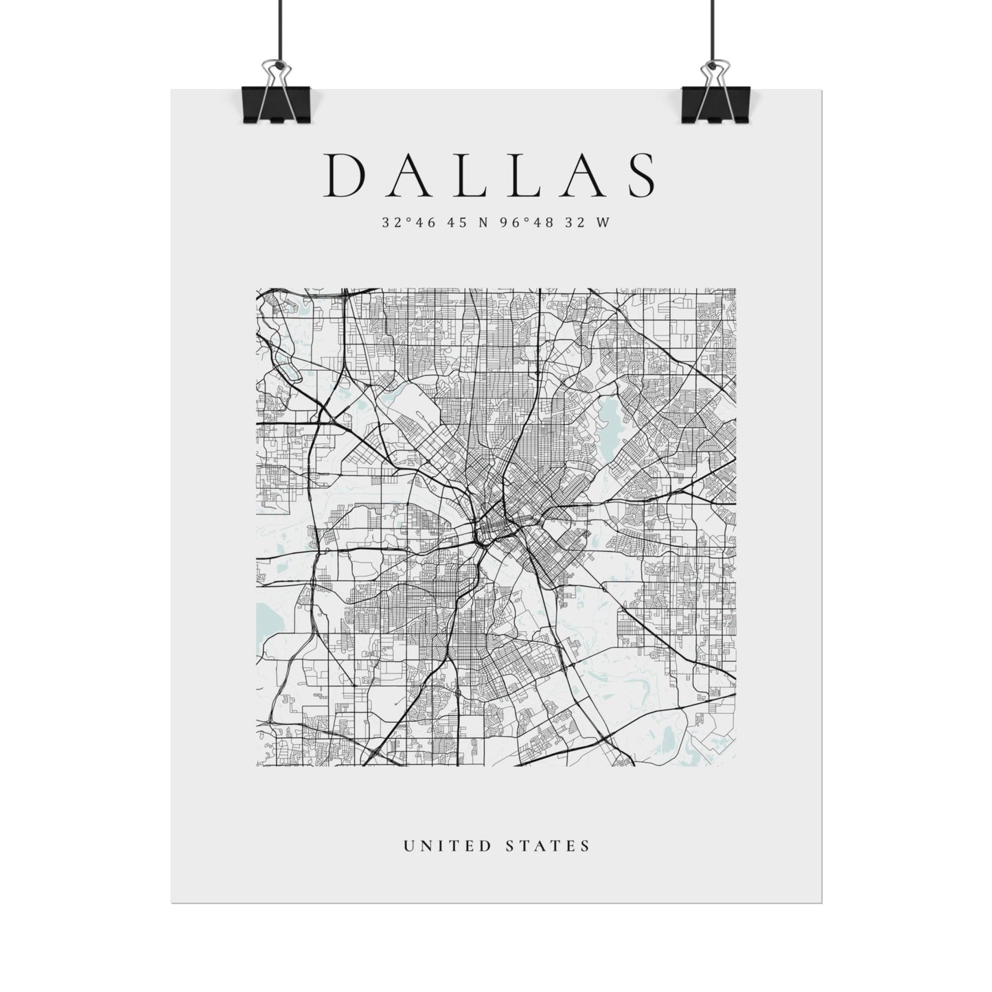 Dallas Map Print Glacial Line Series