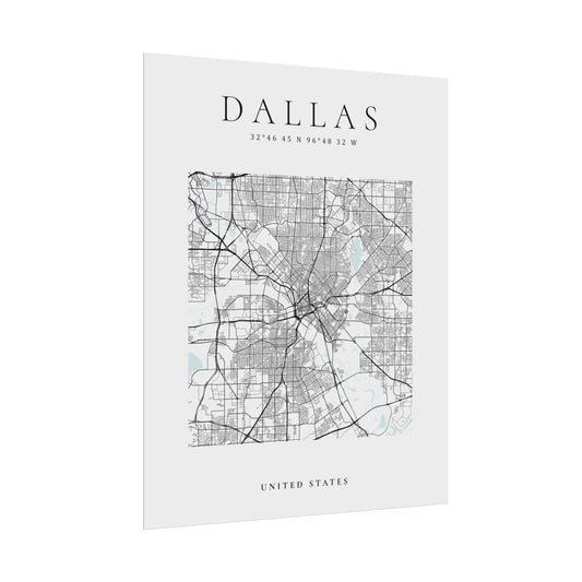 Dallas Map Print Glacial Line Series