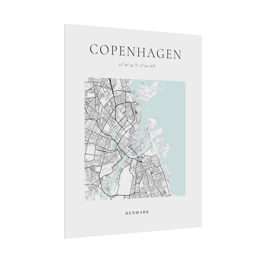Copenhagen Map Print Glacial Line Series