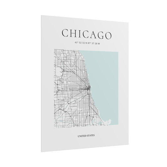 Chicago Map Print Glacial Line Series