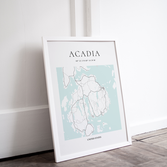 Artistic map of Acadia National Park for home or office decor by Atlas & Ink Artistic Cartography Co.
