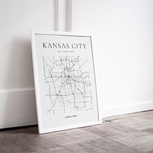 Artistic map of Kansas City Missouri for home or office decor by Atlas & Ink