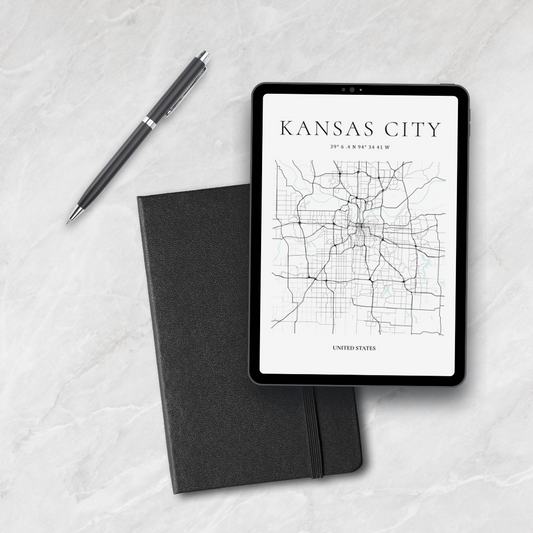 Kansas City Map Printable Glacial Line Series