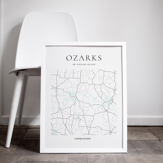 Artistic map of the Lake of the Ozarks and the Ozark area of Missouri by Atlas & Ink Artistic Cartography Co.