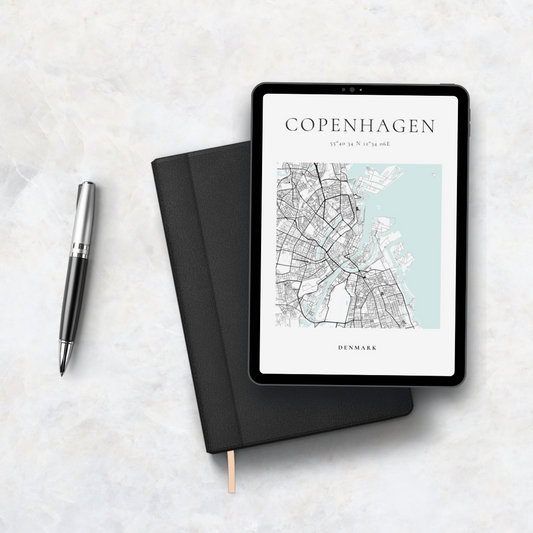 Copenhagen Digital Map Printable Glacial Line Series